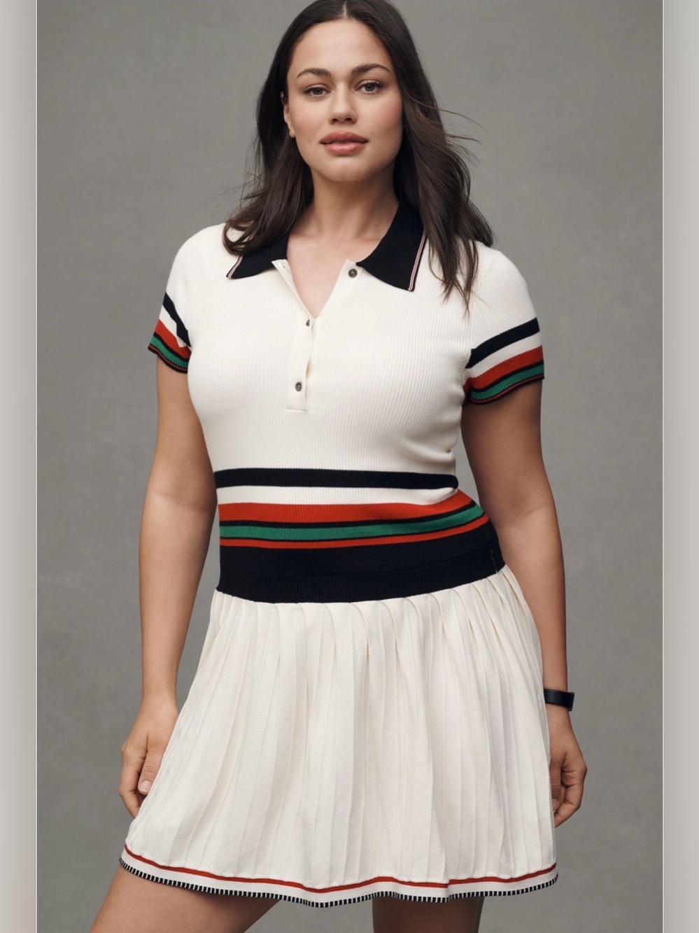 Anthro Anthropologie Daily Practice Polo Knit Dress Tennis Striped Gucci Prep 3X
